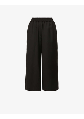 Relaxed-fit wide-leg high-rise stretch-wool trousers