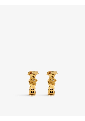 Graffiti gold-toned brass and crystal hoop earrings
