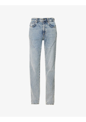 Baggy relaxed-fit straight-leg stretch-denim jeans