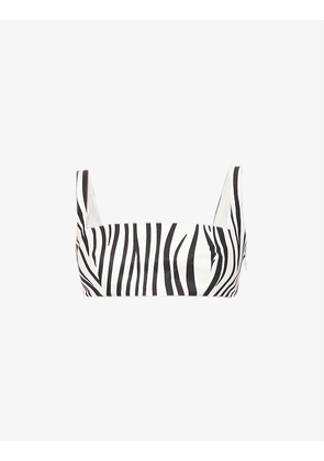 Zebra-print cotton and silk-blend top