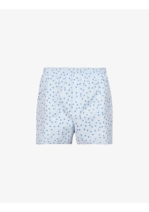 Graphic-print relaxed-fit cotton-poplin boxers