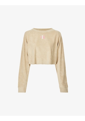 Logo-embroidered cropped terry-cotton jumper