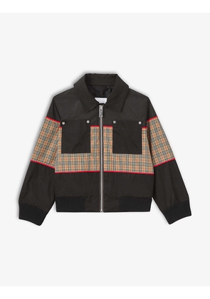 Liam checked-panel woven technical jacket 4-14 years