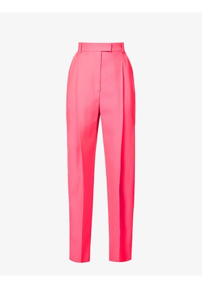 Multi-layer tapered high-rise wool trousers