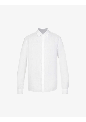 Semi-sheer long-sleeve regular-fit linen shirt