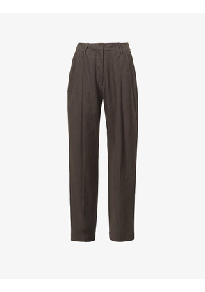 Relaxed-fit wide-leg high-rise woven trousers