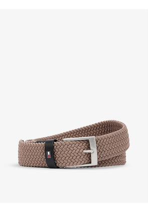 Adan brand-plaque stretch-woven belt