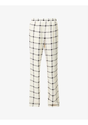 Owen checked wide-leg mid-rise woven trousers