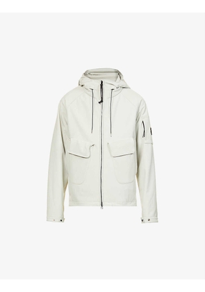 Shell-R lens-embellished stretch-woven hooded jacket