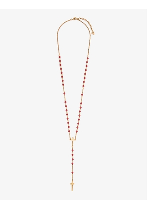 Cross-pendant brass necklace