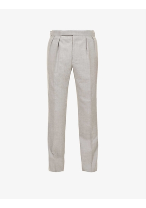 Gregory pleated regular-fit straight-leg wool and cashmere trousers