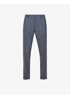 Micro-checked regular-fit tapered wool trousers
