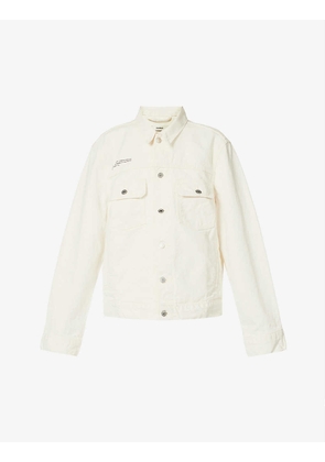 Brand-print boxy-fit organic-cotton and hemp-blend jacket