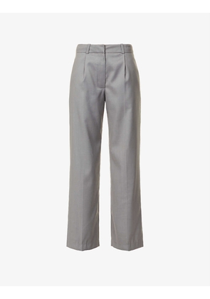 Regular-fit wide-leg low-rise woven trousers