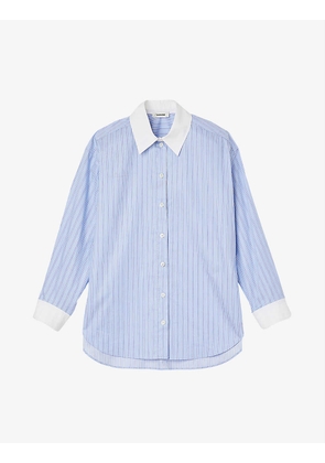 Roxette contrast collar striped cotton shirt