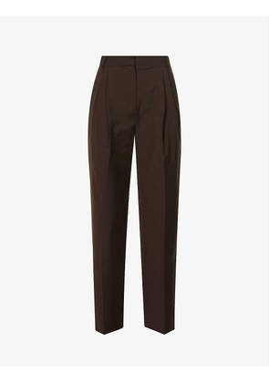 Artie pleated tapered high-rise woven trousers