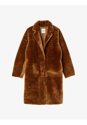 Sticky single-breasted shearling coat