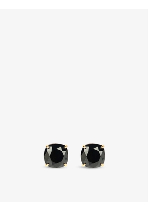 Square gemstone metal stud earrings