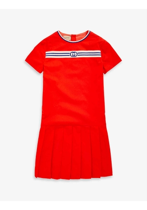 Stripe logo-embroidered stretch-cotton dress 6-12 years