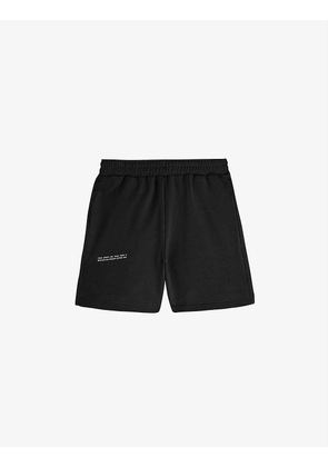 Text-print mid-rise recycled and organic cotton-blend shorts