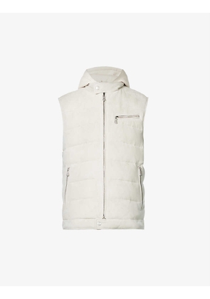 Relaxed-fit leather-down hooded gilet