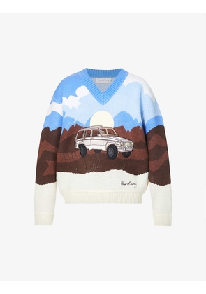 On The Road Again V-neck knitted jumper