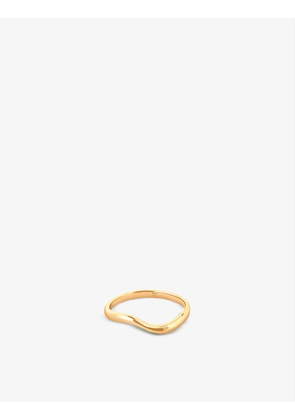 Wave yellow gold-plated sterling silver ring