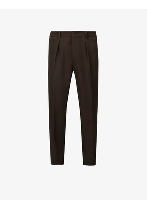 Straight elasticated-waistband wool-blend trousers