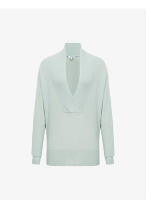 Amelia shawl-collar V-neck cashmere jumper