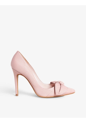 Hyana bow-embellished pointed-toe cotton-blend courts