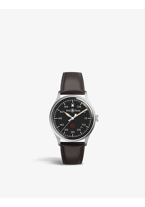 BR V1-92 Military stainless-steel and leather automatic watch