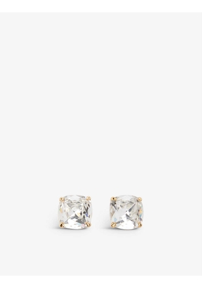 Rounded square-glass metal stud earrings