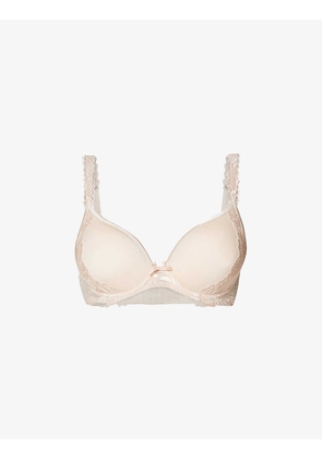 Softessence floral-embroidered stretch-mesh spacer bra