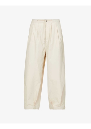 Relaxed-fit cropped cotton-blend trousers