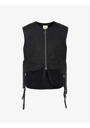 Contrast-panel relaxed-fit cotton-canvas vest