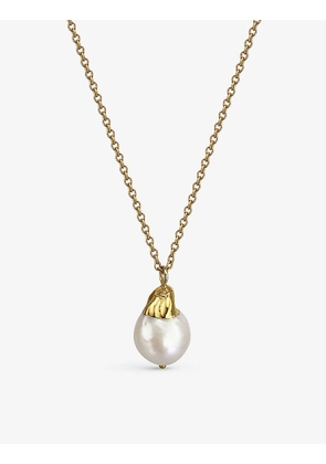 Daphine Womens Gold/ Pearl Ora 18ct Yellow Gold-plated Brass and Pearl Pendant Necklace
