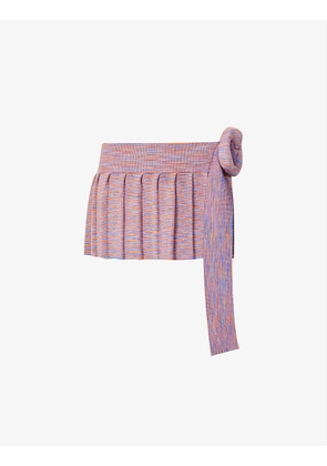 Pebble pleated stretch-knitted mini skirt