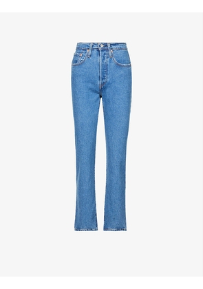 501 Cropped Straight-Leg High-Rise Stretch-Denim Jeans