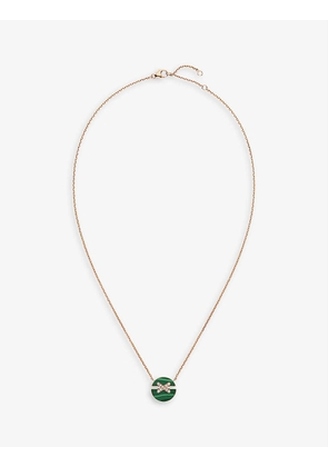 Jeux de Liens Harmony small 18ct rose-gold, 0.06ct brilliant-cut diamond and malachite pendant necklace