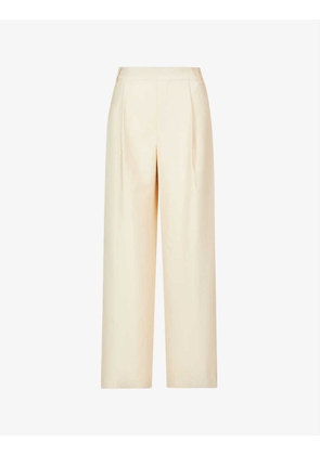 Regular-fit straight-leg mid-rise woven trousers