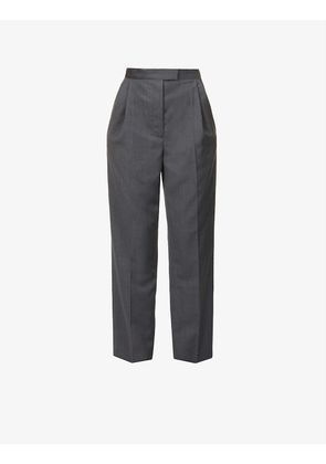 Straight-leg high-rise pinstriped wool trousers