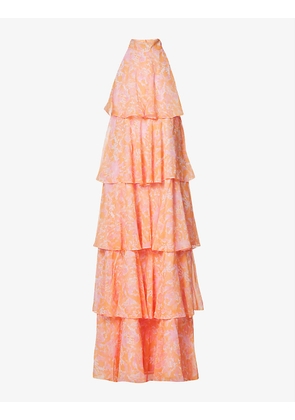 Thea floral-print halterneck woven maxi dress