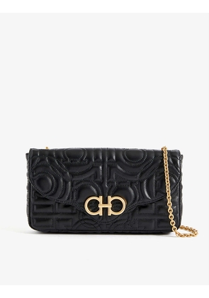 Gancini quilted leather wallet on chain