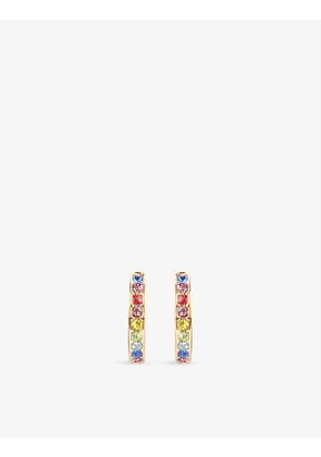 Pavé-set small plated-metal and cubic zirconia huggie earrings