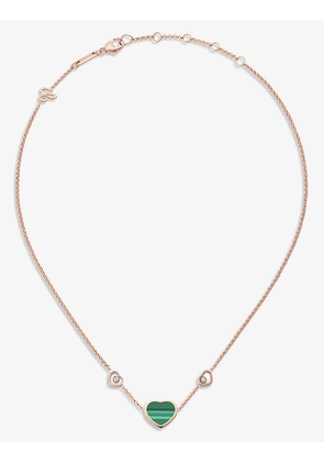 Happy Hearts 18ct rose-gold, 0.1ct diamond and malachite necklace