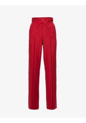 Straight-leg mid-rise woven trousers