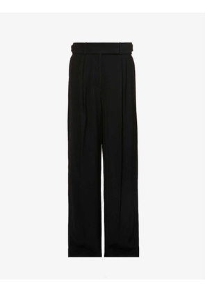 Crepe wide-leg high-rise woven trousers