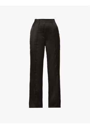 Hailee wide high-rise recycled polyester-blend satin trousers