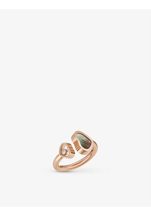 Happy Hearts 18ct rose-gold, 0.04ct diamond and mother-of-pearl ring