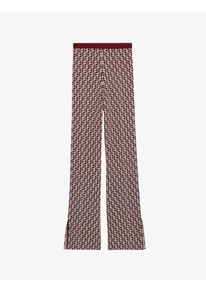 Minusculeter flared monogram jacquard-knit trousers